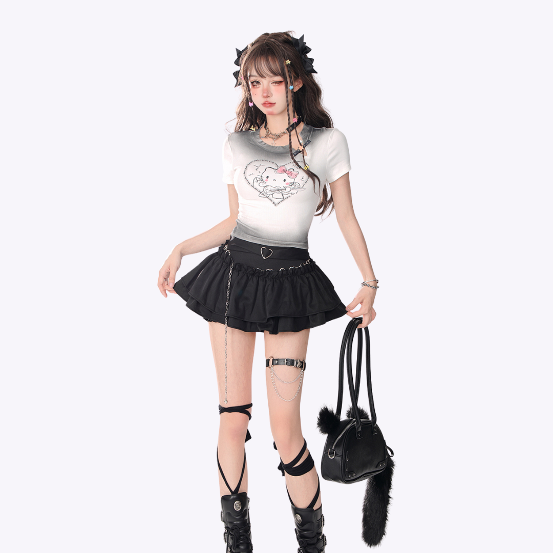 Image of Ruffled Mini Skirt with Lining Shorts